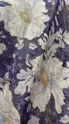 2023 High Quality Purple Floral Print Golden String Hem Embroidery Shirt Mini Skirt Set photo review